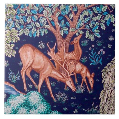 Deers in The Forest William Morris Ceramic Tile