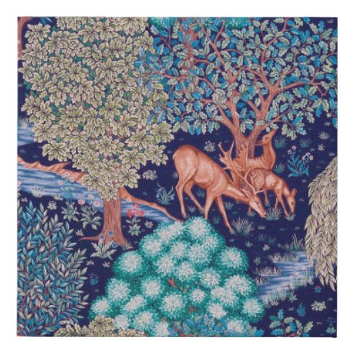Deers in The Forest William Morris Faux Canvas Print