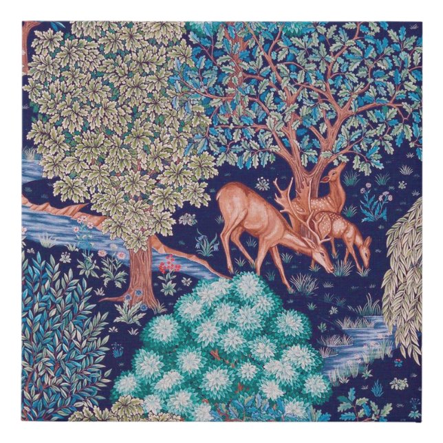 Deers in The Forest, William Morris Faux Canvas Print (Front)