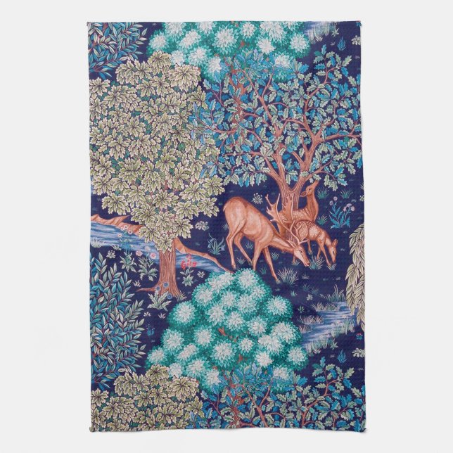 Deers in The Forest, William Morris Kitchen Towel (Vertical)