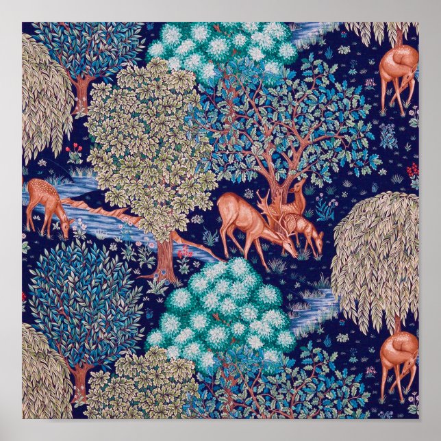 Deers in The Forest, William Morris Poster (Front)