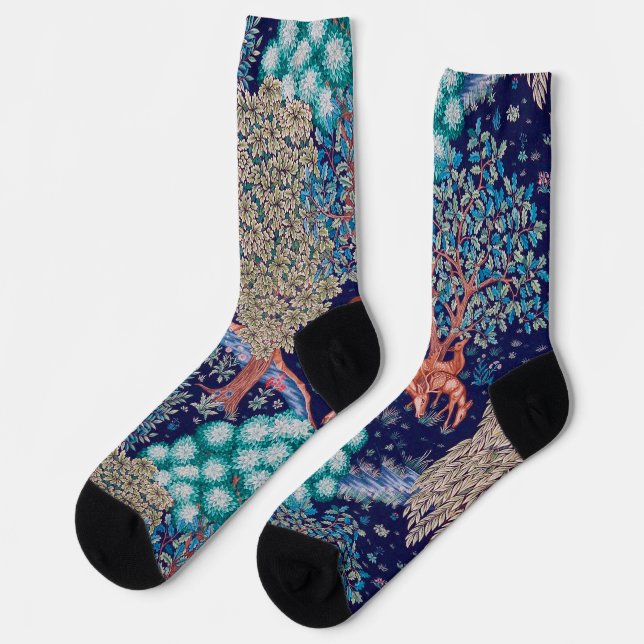 Deers in The Forest, William Morris Socks (Left)