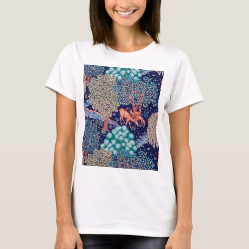 Deers in The Forest William Morris T_Shirt