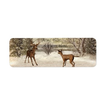 Deers In Winter Address Labels by RenderlyYours at Zazzle