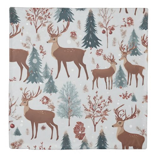 Deers in Winter Wonderland Duvet Cover