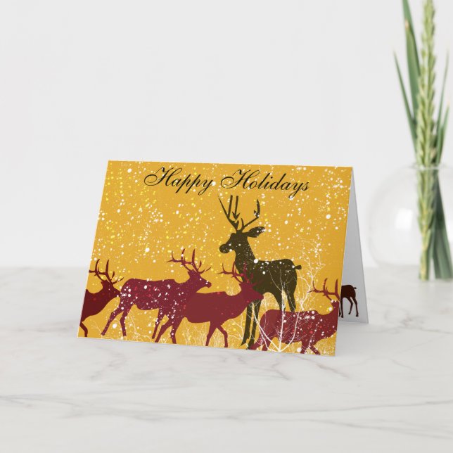 Deers Winter Forest First Snow Holiday Card (Front)