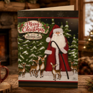 Deerwood Lake Deer Santa Christmas Card