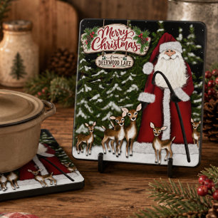 Deerwood Lake Deer Santa Christmas Trivet