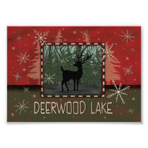 Deerwood Lake Inspirivity Rustic Trees Deer Photo Print