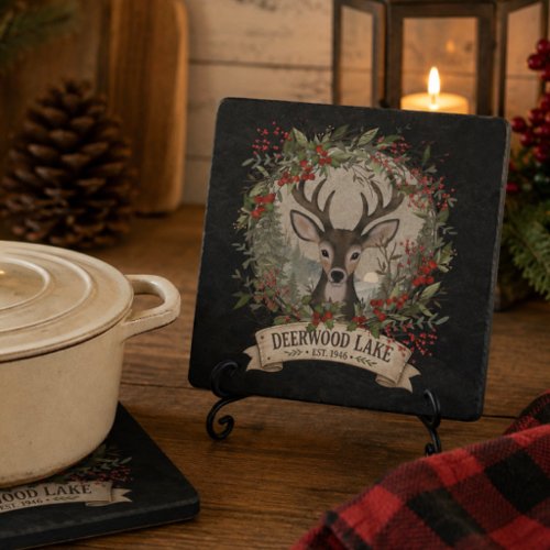 Deerwood Lake Rustic Woodland Christmas Deer Trivet