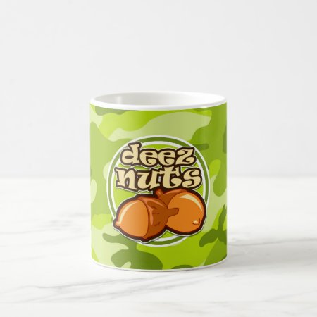 Deez Nuts; Bright Green Camo, Camouflage Coffee Mug
