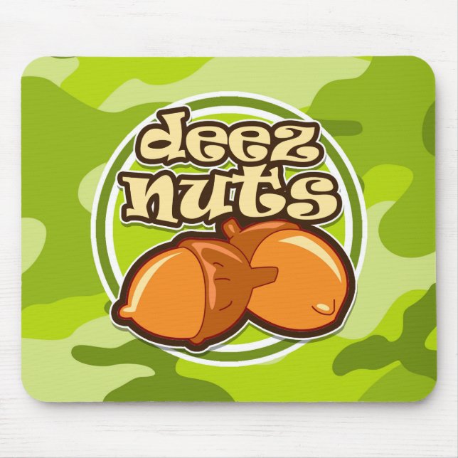 Deez Nuts; bright green camo, camouflage Mouse Pad (Front)