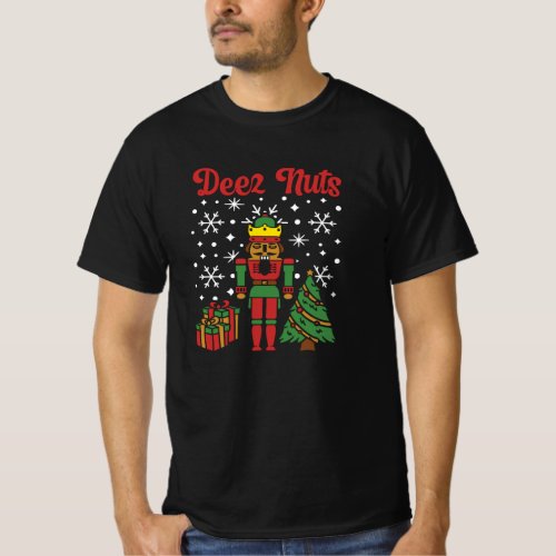 Deez Nuts Christmas Funny Nutcracker Design T_Shirt