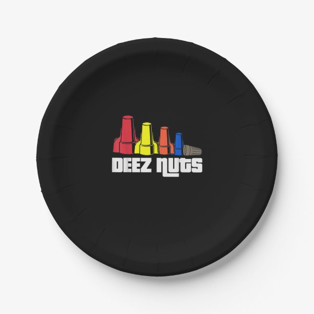 Deez Nuts Electrician Gift Paper Plates (Front)