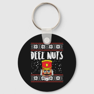 Deez Nuts Nutcracker Fun Ugly Christmas Meme Gift Keychain