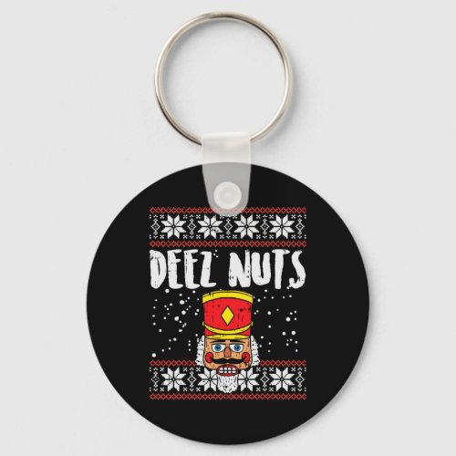 Deez Nuts Nutcracker Fun Ugly Christmas  Meme Gift Keychain