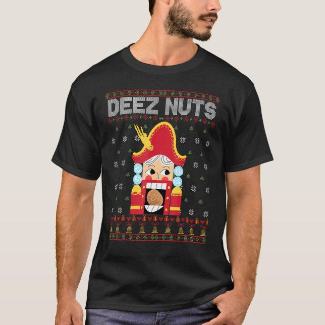 Deez Nuts Nutcracker Funny Ugly Christmas Sweater  (Front)