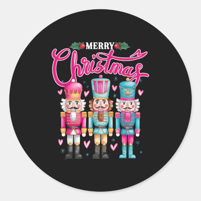Deez Nuts Nutcracker Merry Christmas Matching Paja Classic Round Sticker (Front)