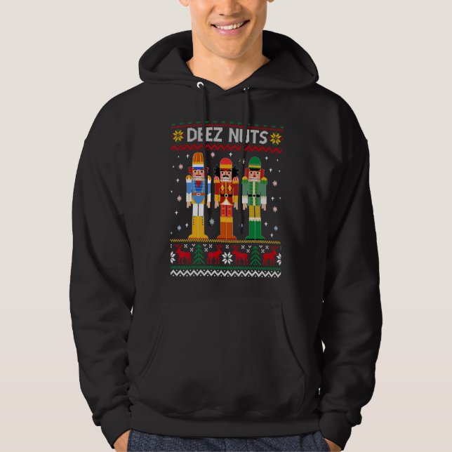Deez Nuts Ugly Christmas Sweater  Xmas Nutcracker (Front)