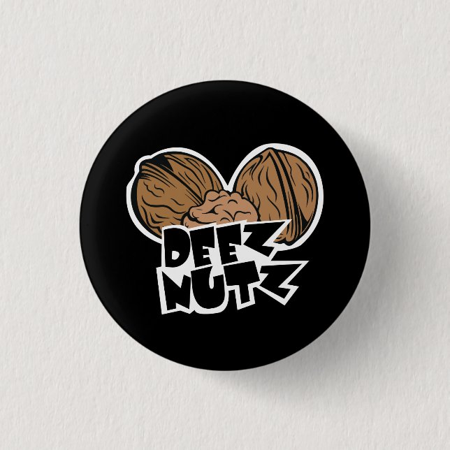 Deez Nutz Funny Illustration Button (Front)