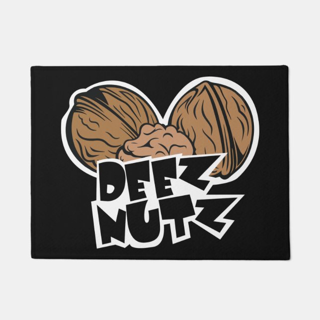 Deez Nutz Funny Illustration Doormat (Front)
