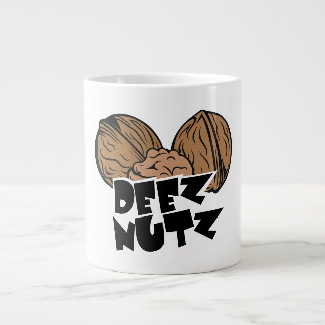 Deez Nutz Funny Illustration Giant Coffee Mug (Front)