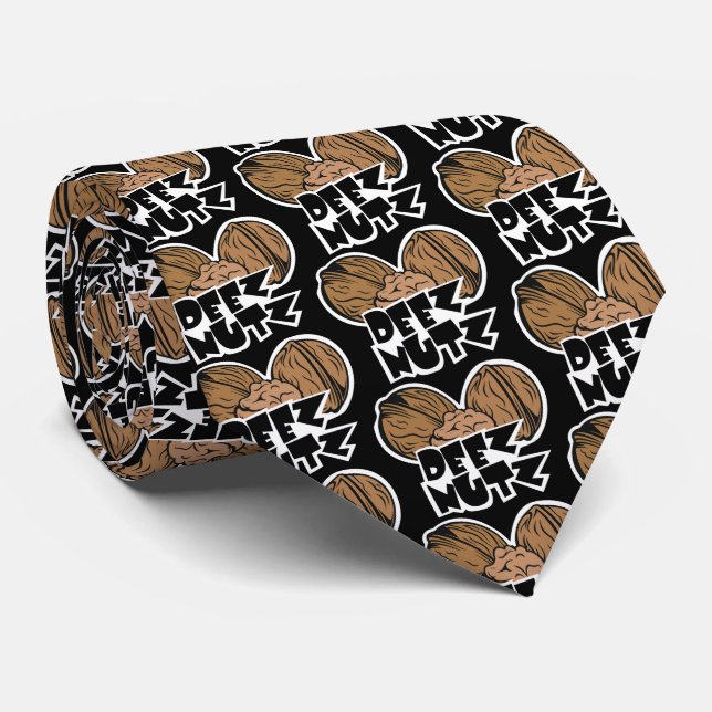 Deez Nutz Funny Illustration Neck Tie (Rolled)