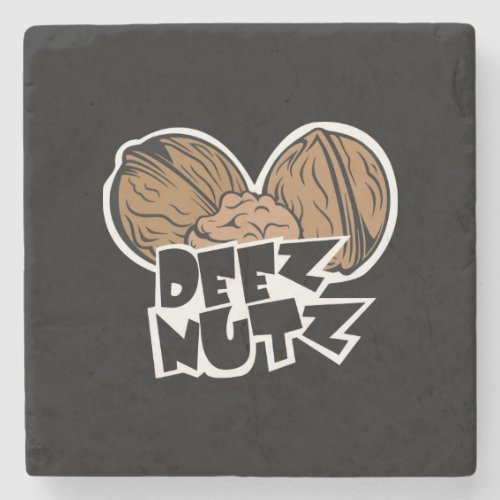 Deez Nutz Funny Illustration Stone Coaster