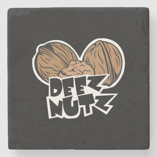 Deez Nutz Funny Illustration Stone Coaster (Front)