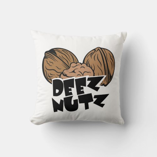 Deez Nutz Funny Illustration Throw Pillow