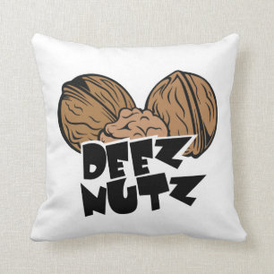 Deez Nutz Funny Illustration Throw Pillow
