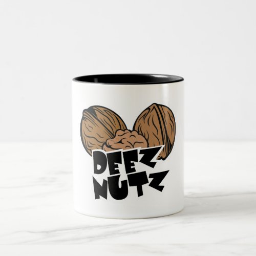 Deez Nutz Funny Illustration Two_Tone Coffee Mug