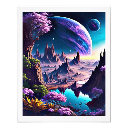 Default beautiful space with mystical planets 3d photo print