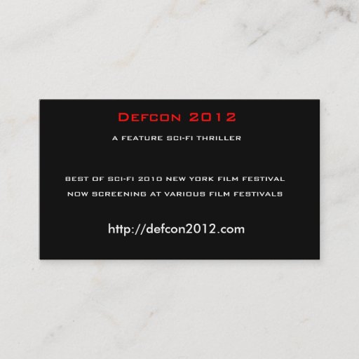 Customizable Defcon 2012, A FEATURE SCI-FI THRILLER Business Card Templates