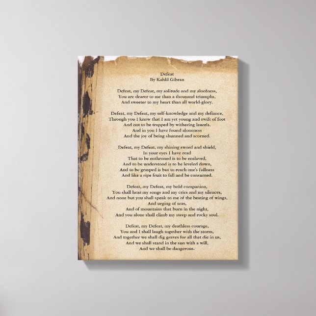 Defeat By Kahlil Gibran  Canvas Print (Front)