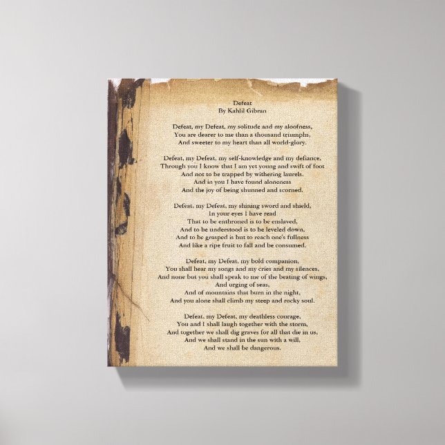 Defeat By Kahlil Gibran Canvas Print (Front)