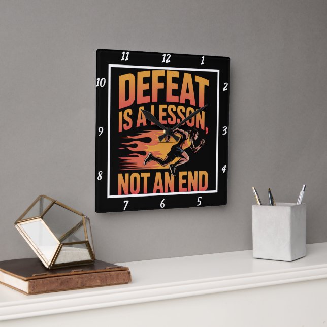 Defeat Lesson Not End Runner Square Wall Clock (Office)