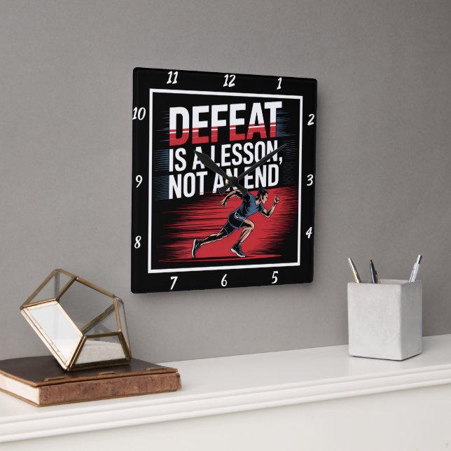 Defeat Lesson Not End Runner  Square Wall Clock (Office)