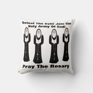 Defeat the evil...Pray the rosary Throw Pillow