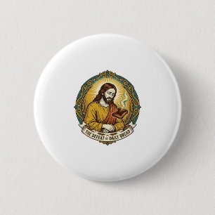 Defeated Jesus Smoking Burnt Toast Breakfast Kitch Button