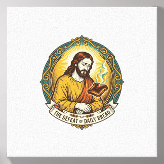 Defeated Jesus Smoking Burnt Toast Breakfast Kitch Canvas Photo Tile