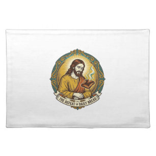 Defeated Jesus Smoking Burnt Toast Breakfast Kitch Cloth Placemat