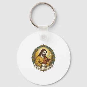 Defeated Jesus Smoking Burnt Toast Breakfast Kitch Keychain