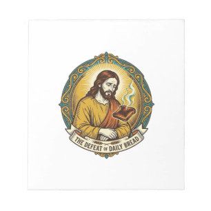 Defeated Jesus Smoking Burnt Toast Breakfast Kitch Notepad