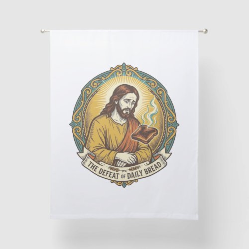 Defeated Jesus Smoking Burnt Toast Breakfast Kitch Sheer Curtains