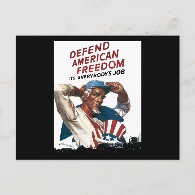 Defend American Freedom It's Everybody's Job Postcard (Front)