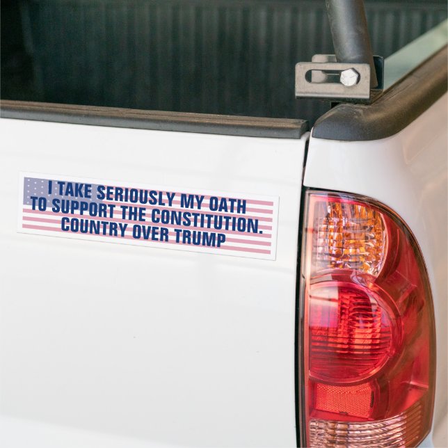 Defend Constitution Country over Trump Flag Bumper Sticker (On Truck)