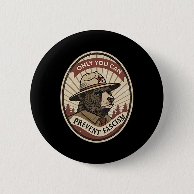 Defend Democracy - Clic Only You Can Prevent Facis Button (Front)
