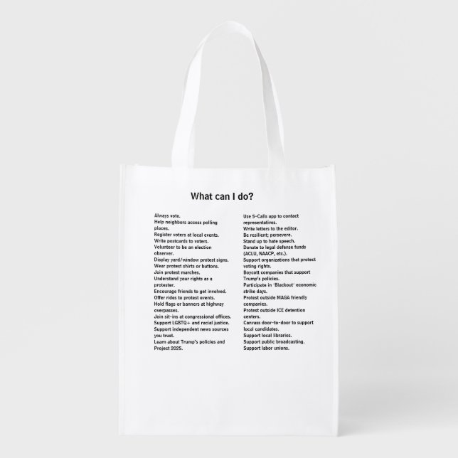 Defend Democracy Grocery Bag (Front)