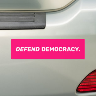 Defend democracy modern typography hot pink bumper sticker